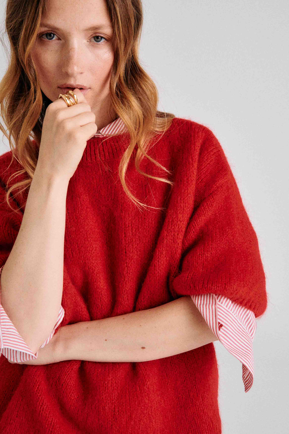 Pull sans manches rouge amy 5