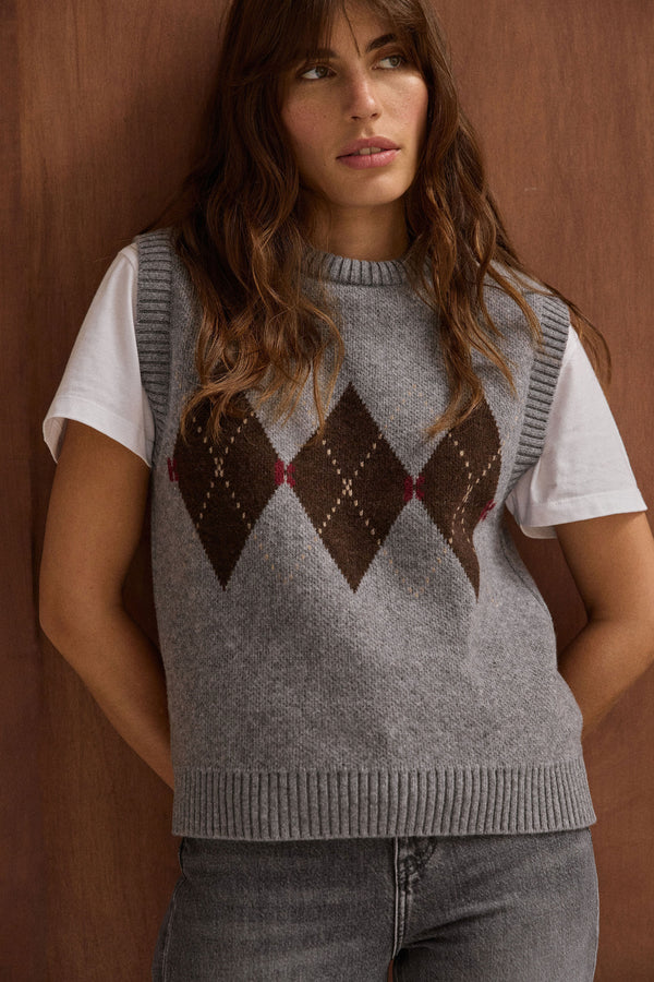 Pull sans manches Anne gris