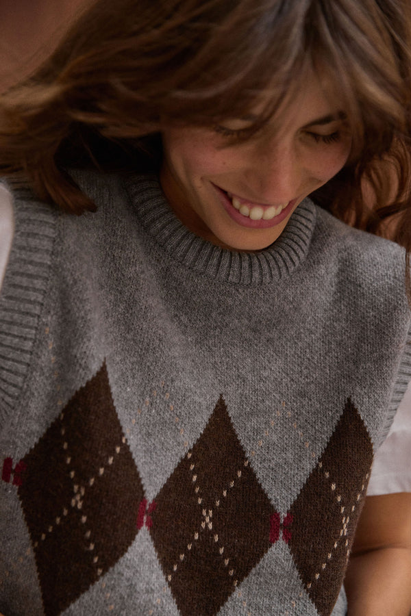Pull sans manches Anne gris