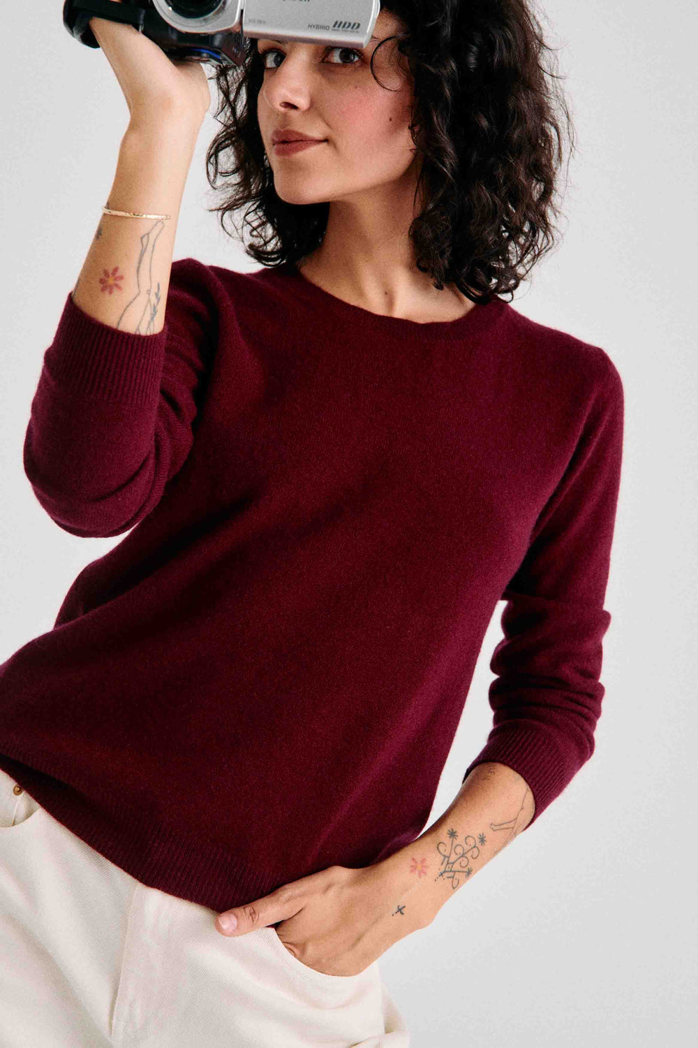 Pull en cachemire bordeaux Bertille 4