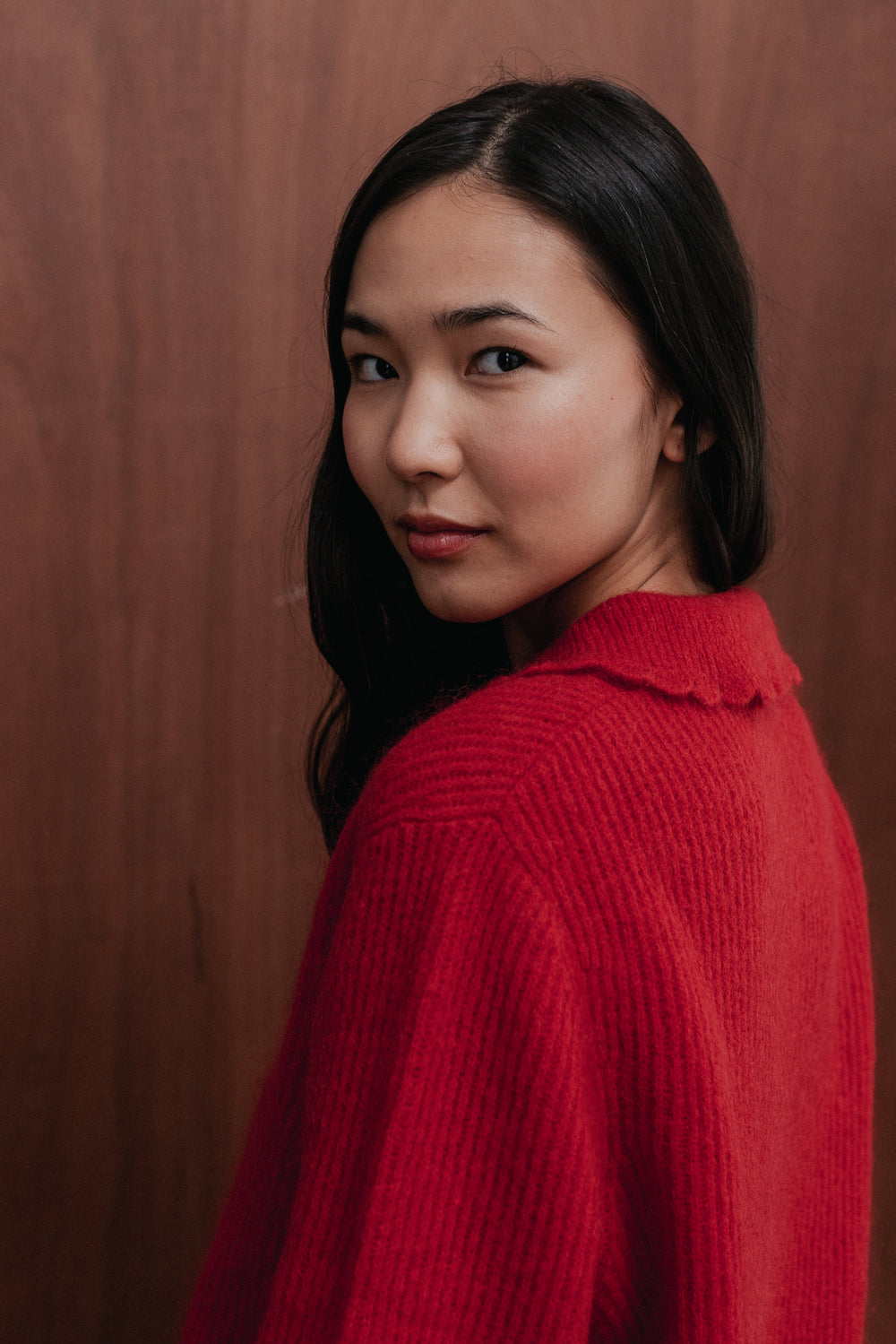 Pull Camélia rouge