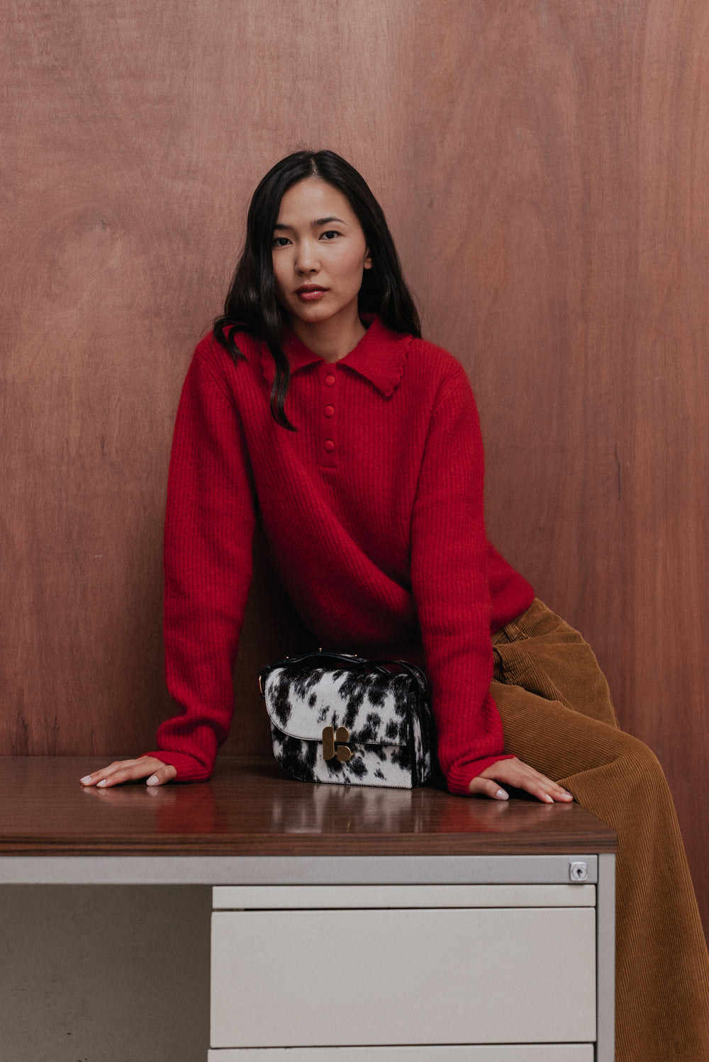 Pull Camélia rouge