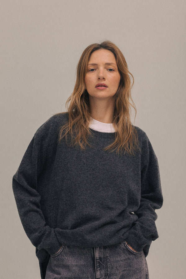 Pull Clotaire gris chiné foncé