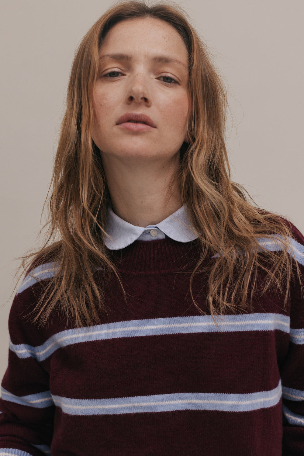 Pull James rayures bordeaux