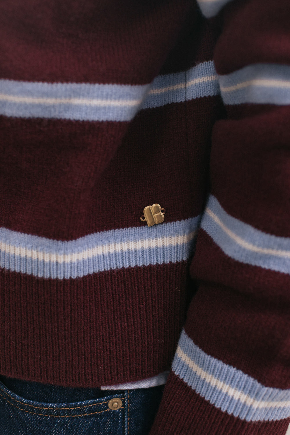 Pull James rayures bordeaux
