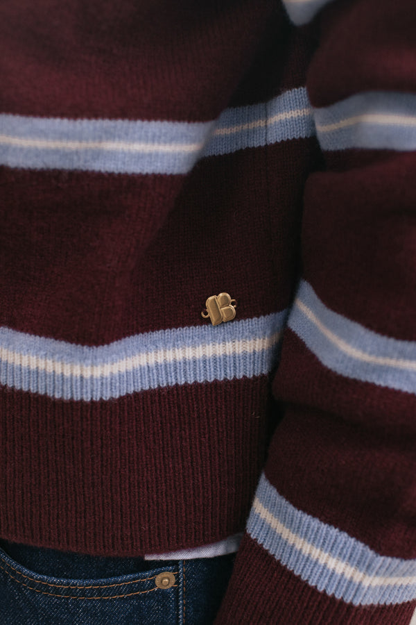Pull James rayures bordeaux