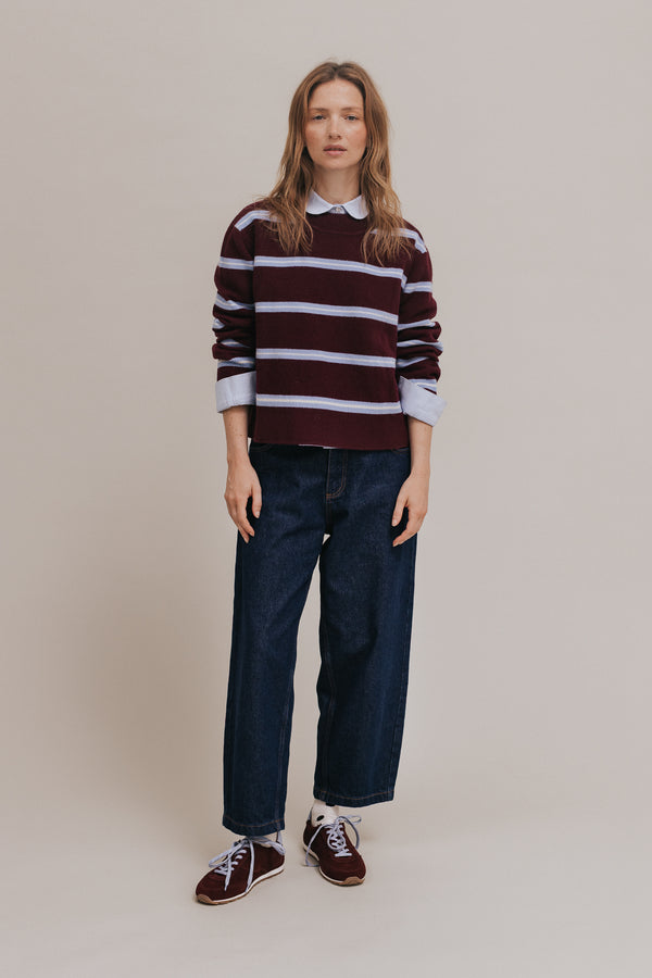 Pull James rayures bordeaux