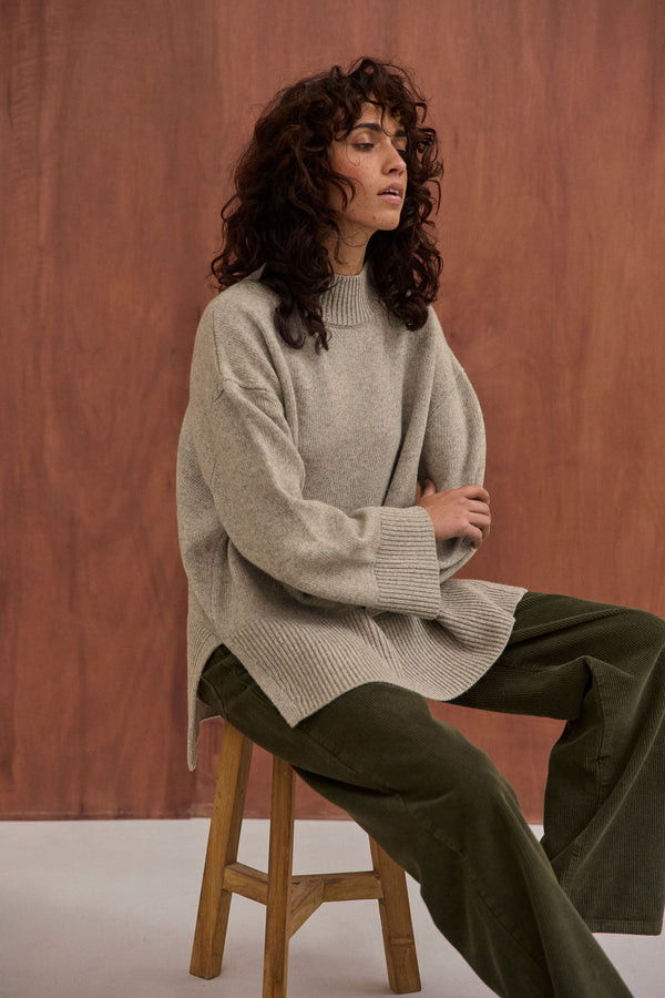 Pull Rosalia gris chiné clair