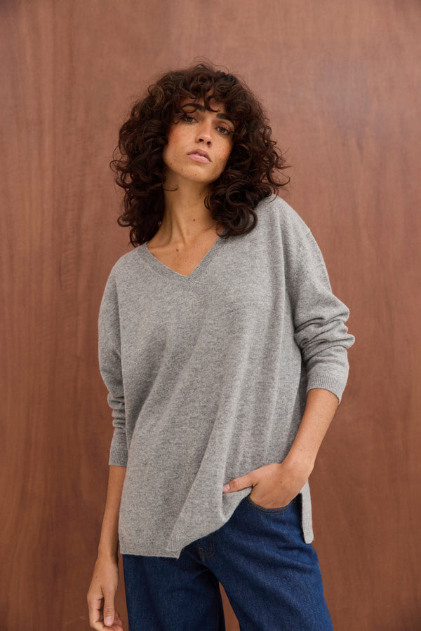 Pull Sixtine gris chiné clair