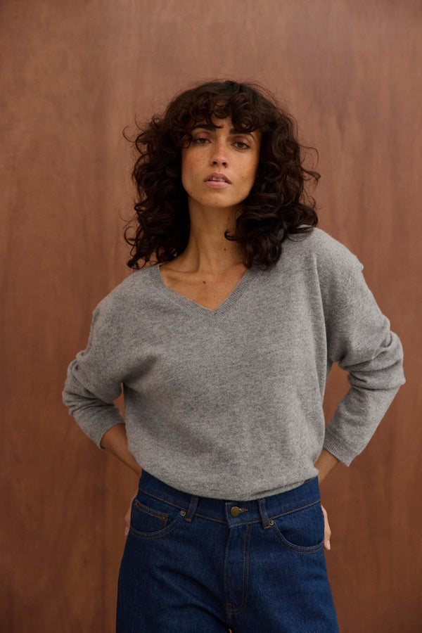 Pull Sixtine gris chiné clair