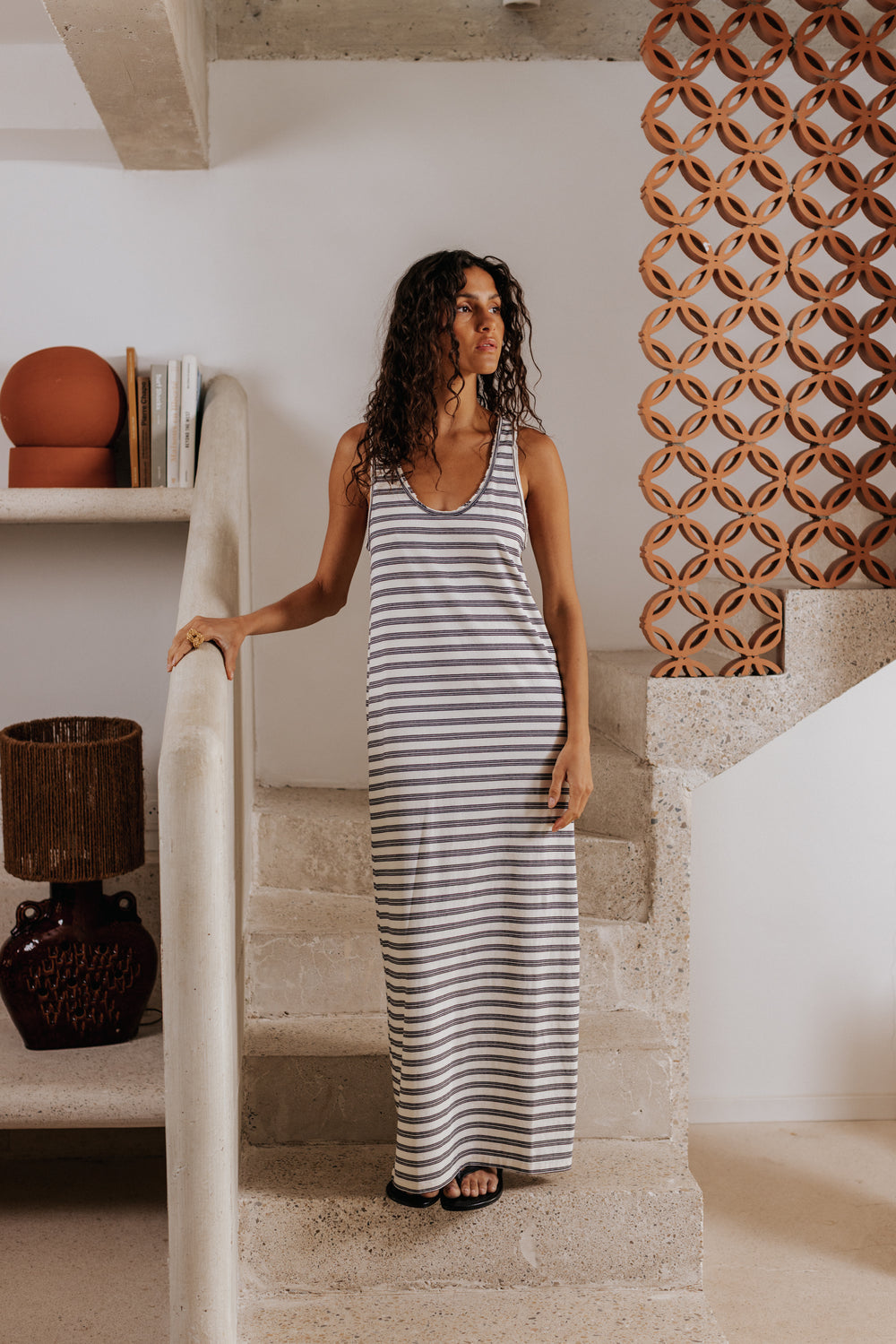 Anie navy striped dress