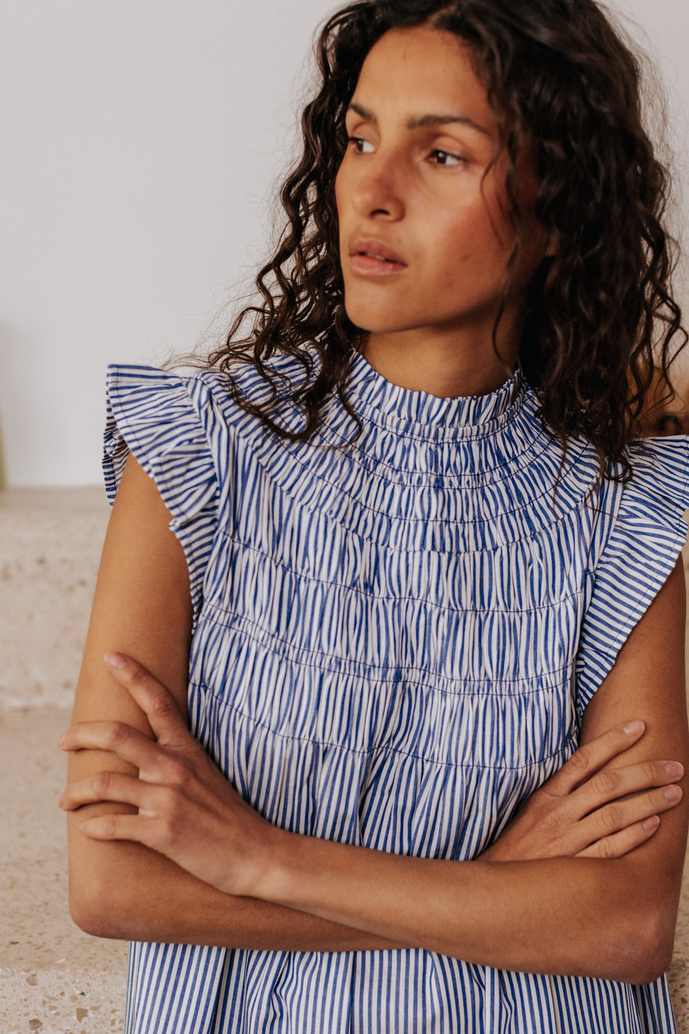 Nila blue striped dress