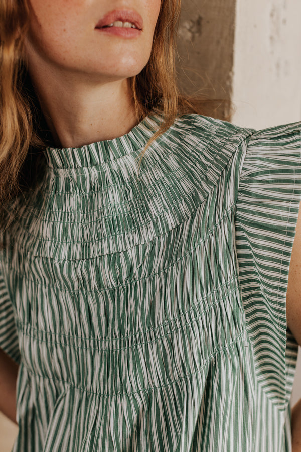 Robe Nila rayures vertes