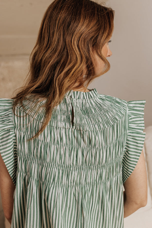 Robe Nila rayures vertes