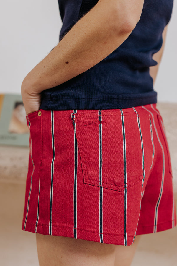Jules red striped shorts