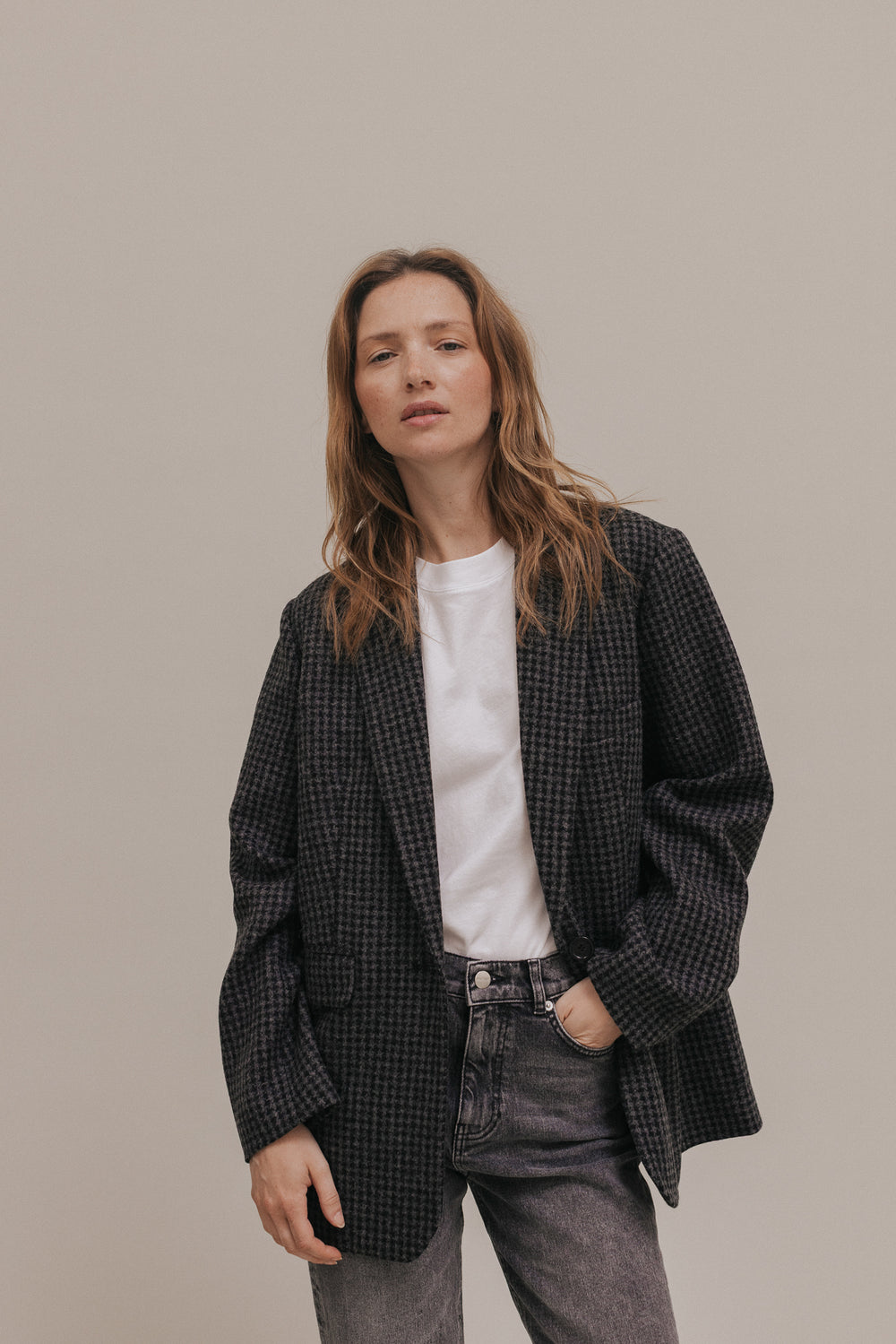 Jill grey houndstooth blazer jacket