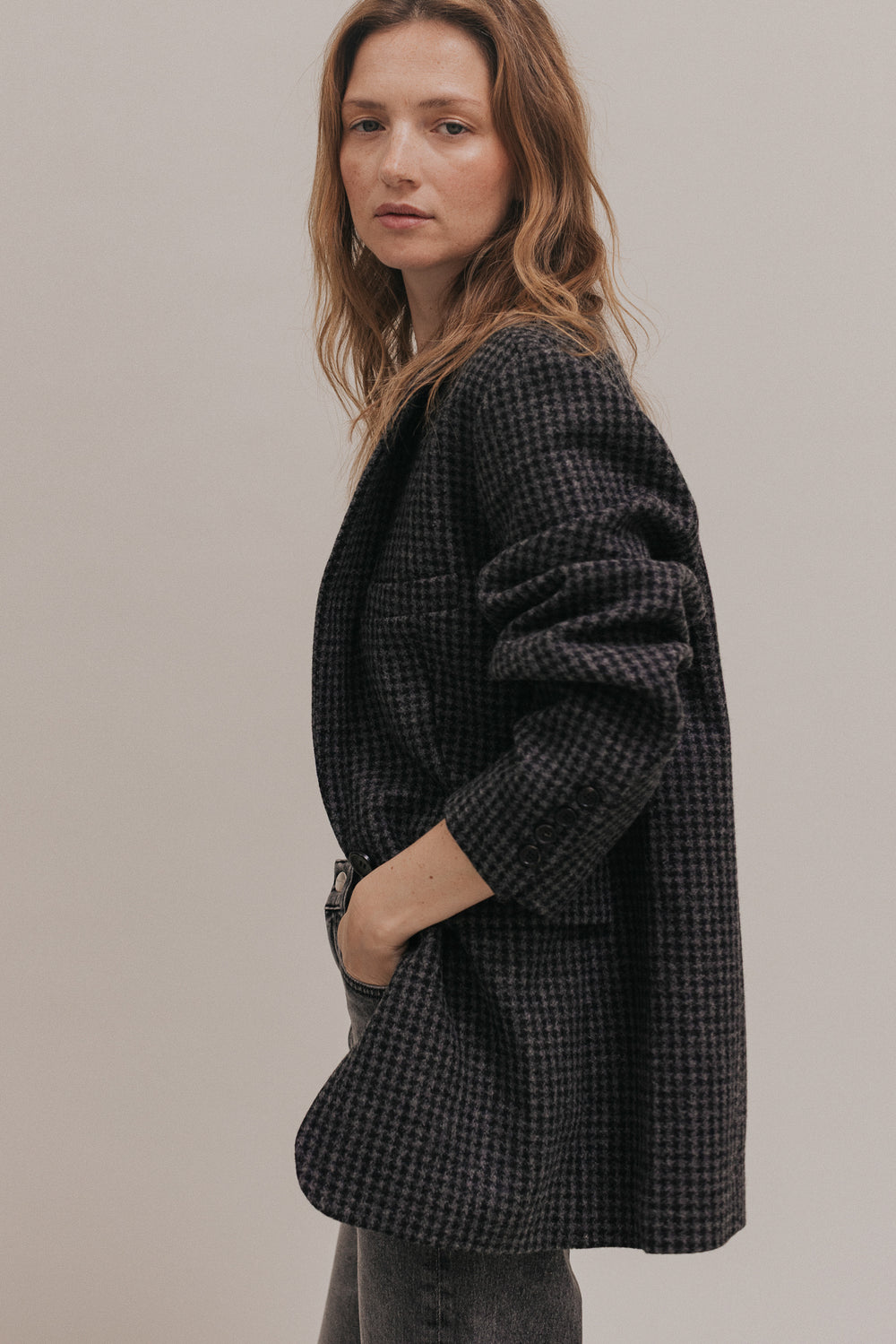 Jill grey houndstooth blazer jacket