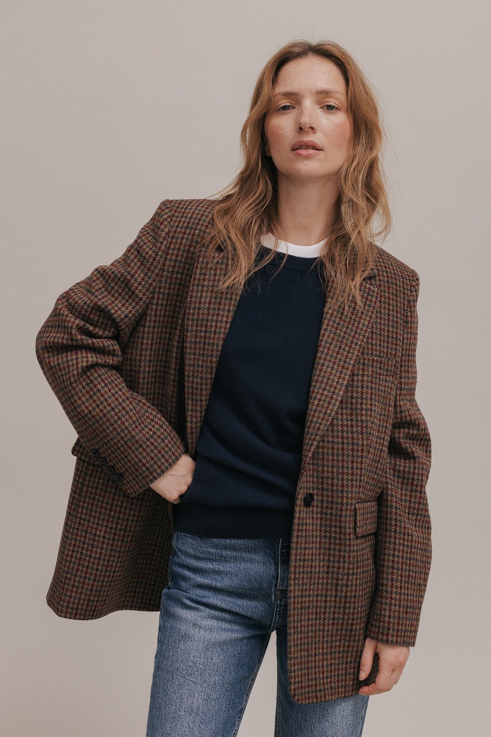 Veste blazer Jill pied de poule marron