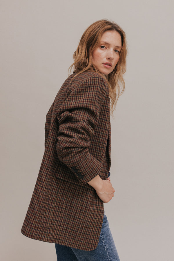Jill brown houndstooth blazer jacket