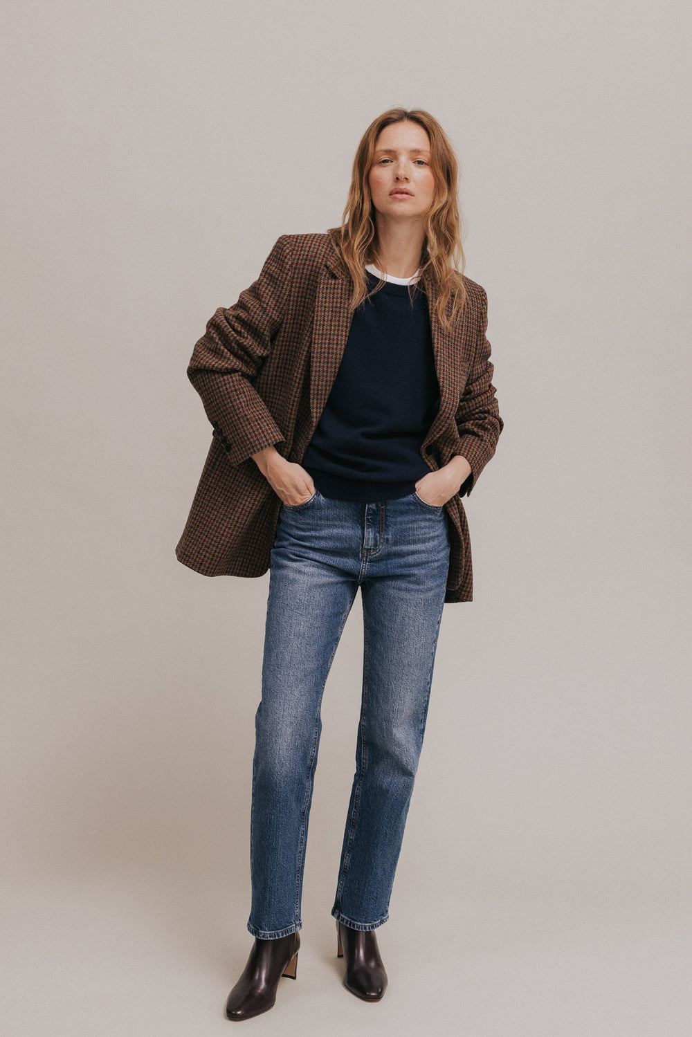Veste blazer Jill pied de poule marron