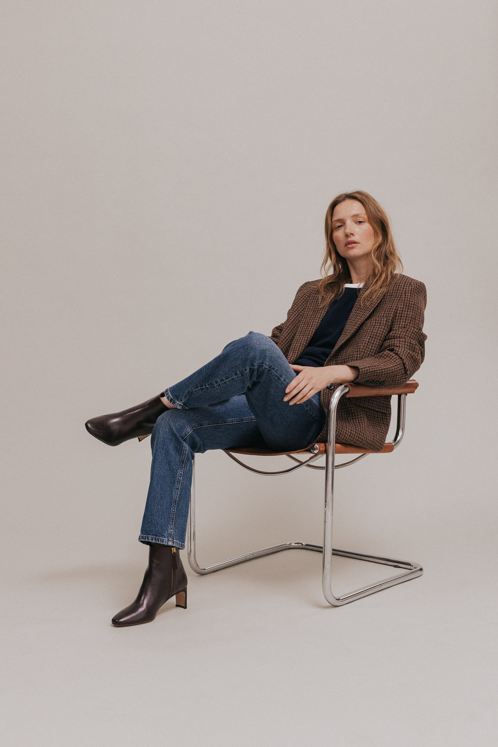 Veste blazer Jill pied de poule marron