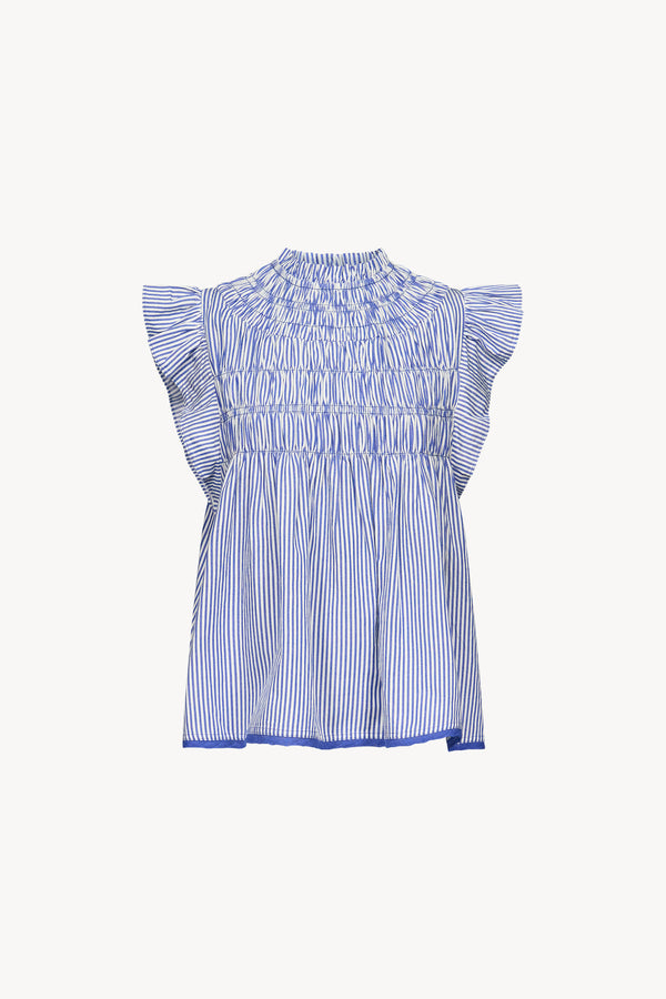 Blouse Rose rayures bleues
